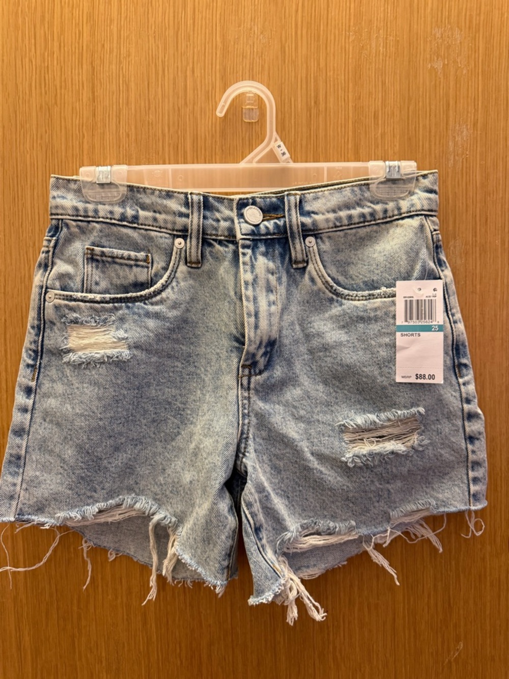 Blank NYC Light Blue Distressed High-Rise Denim Shorts
